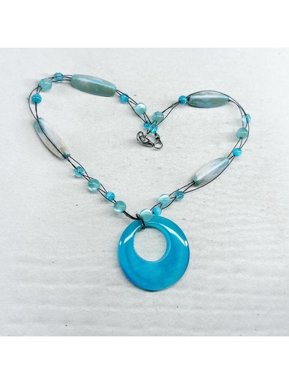 5203gc. Aqua Glass Summer Necklace